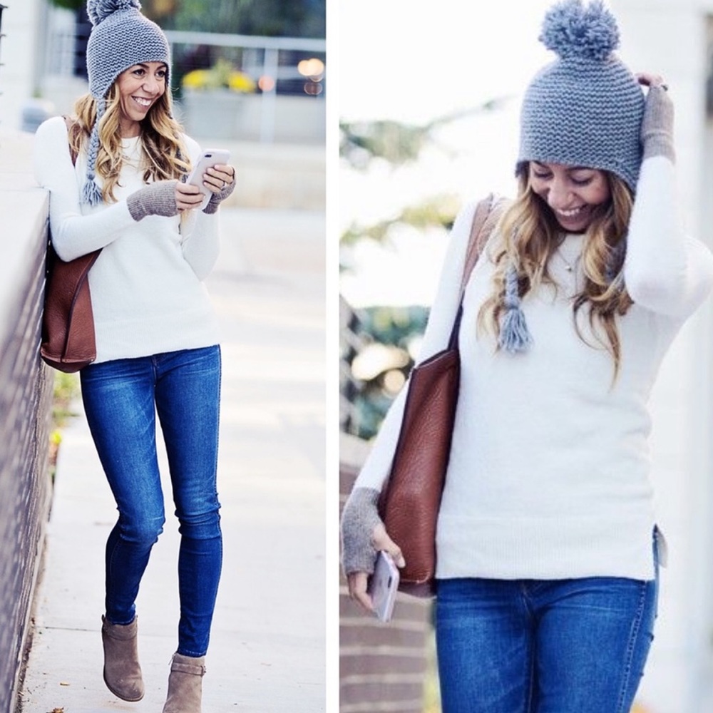 Madewell Thumbhole Long Sweater Cream Brown